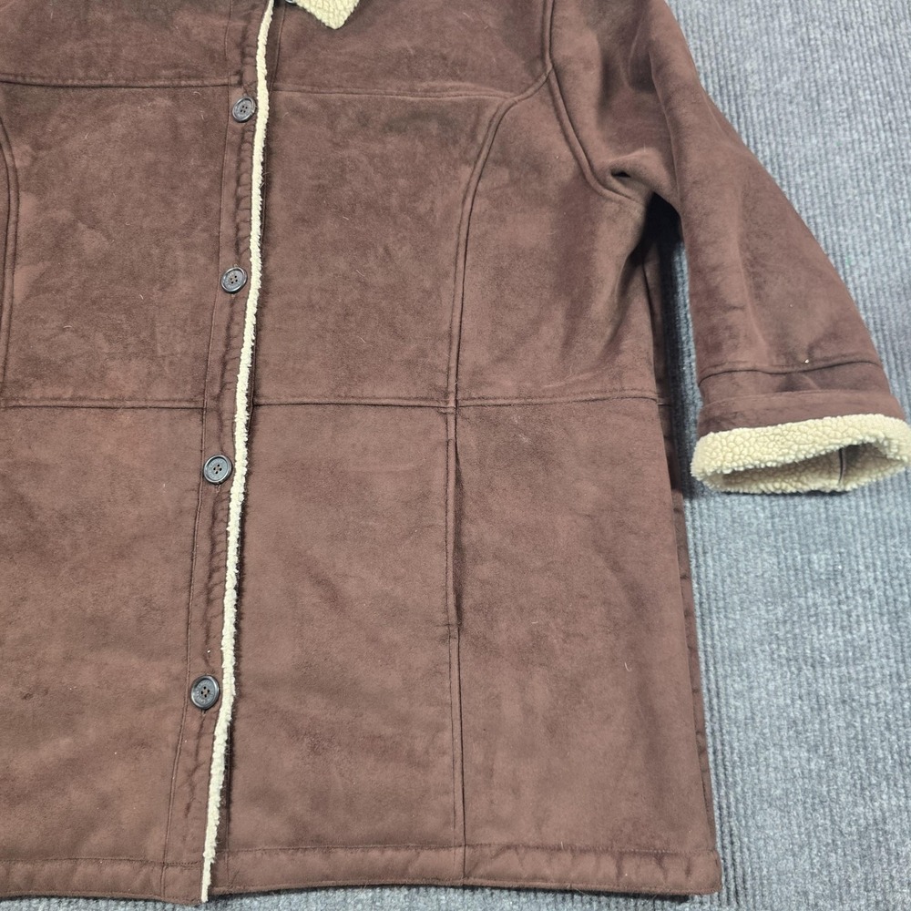 Lauren Ralph Lauren Coat Womens 3X Brown Faux Suede Sherpa Lined Button Front - Picture 9 of 15
